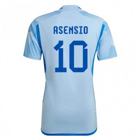 Kandiny Miesten Espanjan Marco Asensio #10 Taivaansininen Vieraspaita 22-24 Lyhythihainen Paita T-paita