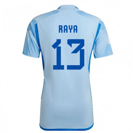 Kandiny Miesten Espanjan David Raya #13 Taivaansininen Vieraspaita 22-24 Lyhythihainen Paita T-paita