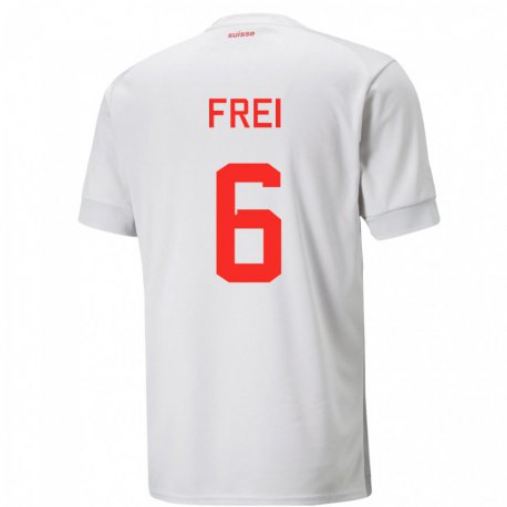 Kandiny Miesten Sveitsin Fabian Frei #6 Valkoinen Vieraspaita 22-24 Lyhythihainen Paita T-paita