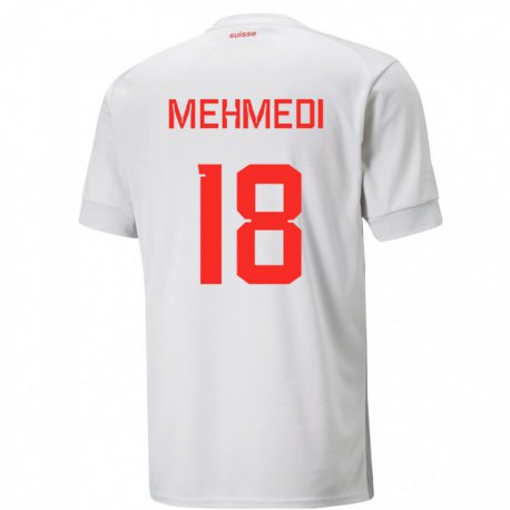 Kandiny Miesten Sveitsin Admir Mehmedi #18 Valkoinen Vieraspaita 22-24 Lyhythihainen Paita T-paita