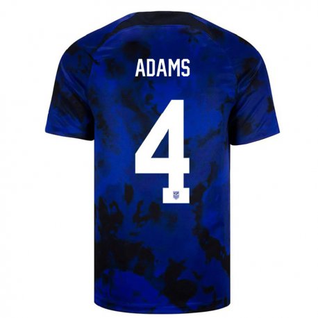 Kandiny Miesten Yhdysvaltain Tyler Adams #4 Kuninkaallisen Sininen Vieraspaita 22-24 Lyhythihainen Paita T-paita