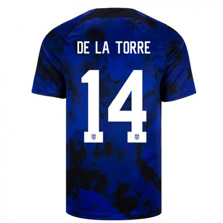 Kandiny Miesten Yhdysvaltain Luca De La Torre #14 Kuninkaallisen Sininen Vieraspaita 22-24 Lyhythihainen Paita T-paita