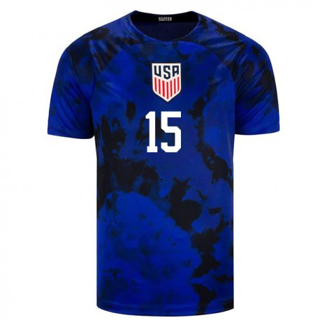 Kandiny Miesten Yhdysvaltain Chris Richards #15 Kuninkaallisen Sininen Vieraspaita 22-24 Lyhythihainen Paita T-paita