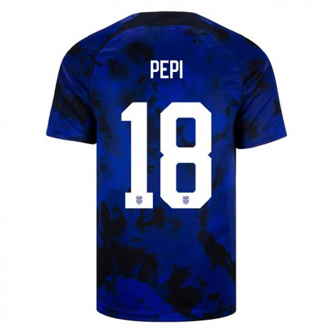 Kandiny Miesten Yhdysvaltain Ricardo Pepi #18 Kuninkaallisen Sininen Vieraspaita 22-24 Lyhythihainen Paita T-paita