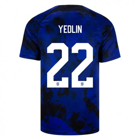 Kandiny Miesten Yhdysvaltain Deandre Yedlin #22 Kuninkaallisen Sininen Vieraspaita 22-24 Lyhythihainen Paita T-paita