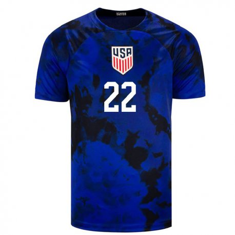 Kandiny Miesten Yhdysvaltain Deandre Yedlin #22 Kuninkaallisen Sininen Vieraspaita 22-24 Lyhythihainen Paita T-paita