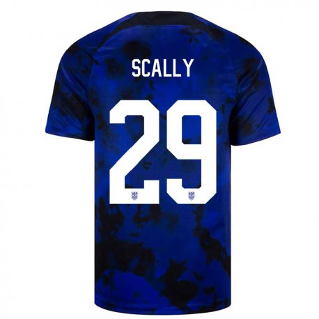 Kandiny Miesten Yhdysvaltain Joseph Scally #29 Kuninkaallisen Sininen Vieraspaita 22-24 Lyhythihainen Paita T-paita