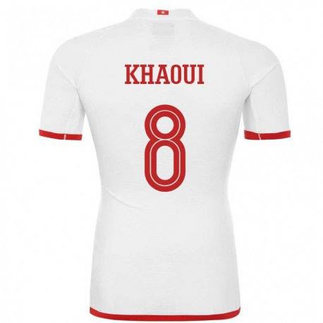 Kandiny Miesten Tunisian Saif Eddine Khaoui #8 Valkoinen Vieraspaita 22-24 Lyhythihainen Paita T-paita