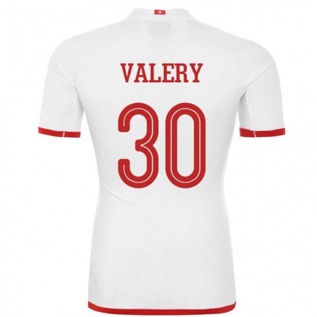 Kandiny Miesten Tunisian Yann Valery #30 Valkoinen Vieraspaita 22-24 Lyhythihainen Paita T-paita
