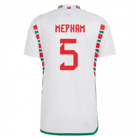 Kandiny Miesten Walesin Chris Mepham #5 Valkoinen Vieraspaita 22-24 Lyhythihainen Paita T-paita