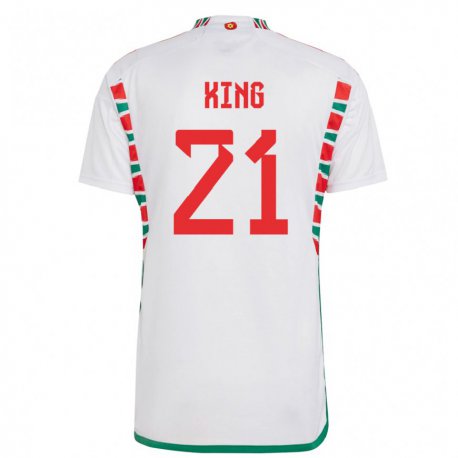 Kandiny Miesten Walesin Tom King #21 Valkoinen Vieraspaita 22-24 Lyhythihainen Paita T-paita