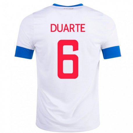 Kandiny Miesten Costa Rican Oscar Duarte #6 Valkoinen Vieraspaita 22-24 Lyhythihainen Paita T-paita