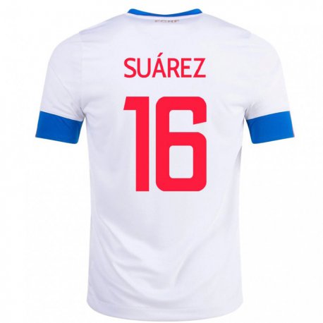 Kandiny Miesten Costa Rican Aaron Suarez #16 Valkoinen Vieraspaita 22-24 Lyhythihainen Paita T-paita