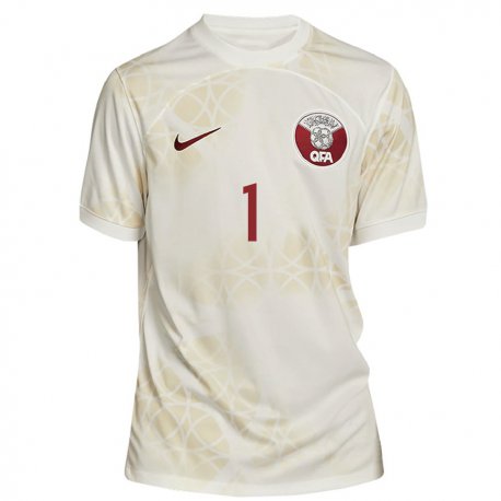 Kandiny Miesten Qatarin Saad Al Sheeb #1 Kultainen Beige Vieraspaita 22-24 Lyhythihainen Paita T-paita