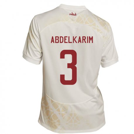 Kandiny Miesten Qatarin Abdelkarim Hassan #3 Kultainen Beige Vieraspaita 22-24 Lyhythihainen Paita T-paita