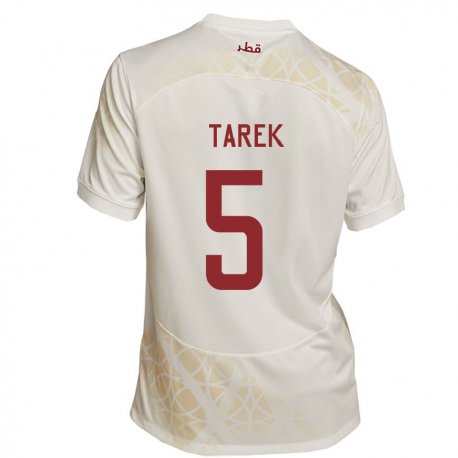 Kandiny Miesten Qatarin Tarek Salman #5 Kultainen Beige Vieraspaita 22-24 Lyhythihainen Paita T-paita