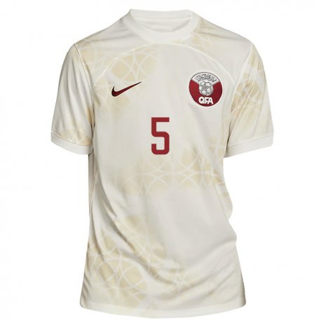 Kandiny Miesten Qatarin Tarek Salman #5 Kultainen Beige Vieraspaita 22-24 Lyhythihainen Paita T-paita