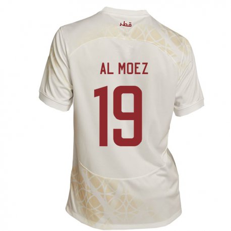 Kandiny Miesten Qatarin Almoez Ali #19 Kultainen Beige Vieraspaita 22-24 Lyhythihainen Paita T-paita