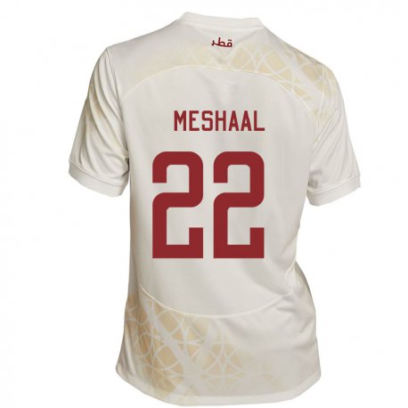 Kandiny Miesten Qatarin Meshaal Barsham #22 Kultainen Beige Vieraspaita 22-24 Lyhythihainen Paita T-paita