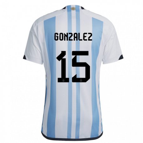 Kandiny Naisten Argentiinan Nicolas Gonzalez #15 Valkoinen Taivas Sininen Kotipaita 22-24 Lyhythihainen Paita T-paita