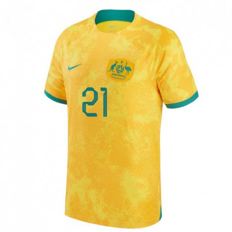 Kandiny Naisten Australian Jason Davidson #21 Kultainen Kotipaita 22-24 Lyhythihainen Paita T-paita