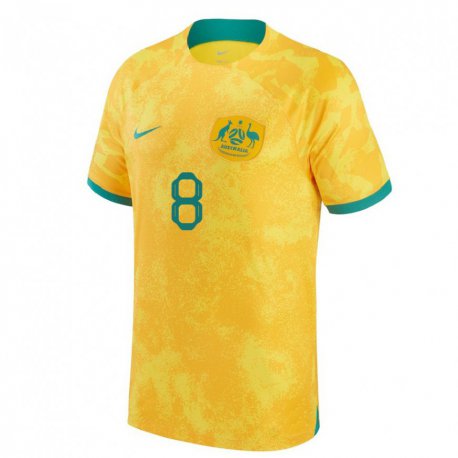 Kandiny Naisten Australian James Jeggo #8 Kultainen Kotipaita 22-24 Lyhythihainen Paita T-paita