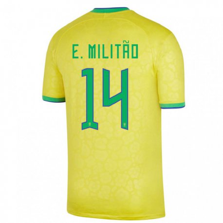 Kandiny Naisten Brasilian Eder Militao #14 Keltainen Kotipaita 22-24 Lyhythihainen Paita T-paita
