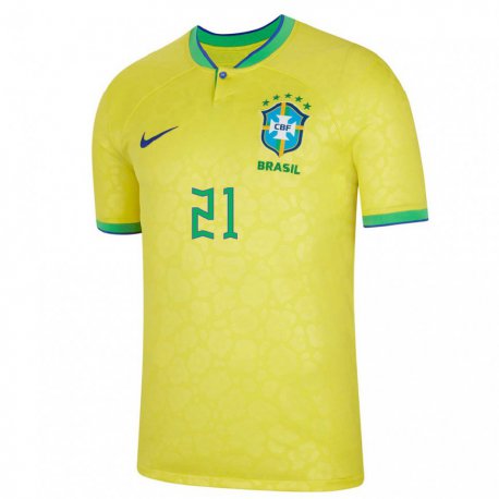 Kandiny Naisten Brasilian Matheus Cunha #21 Keltainen Kotipaita 22-24 Lyhythihainen Paita T-paita