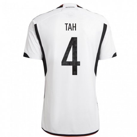 Kandiny Naisten Saksan Jonathan Tah #4 Valkoinen Musta Kotipaita 22-24 Lyhythihainen Paita T-paita