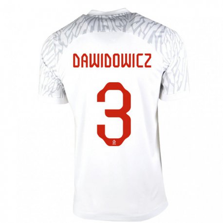 Kandiny Naisten Puolan Pawel Dawidowicz #3 Valkoinen Kotipaita 22-24 Lyhythihainen Paita T-paita