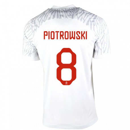 Kandiny Naisten Puolan Jakub Piotrowski #8 Valkoinen Kotipaita 22-24 Lyhythihainen Paita T-paita