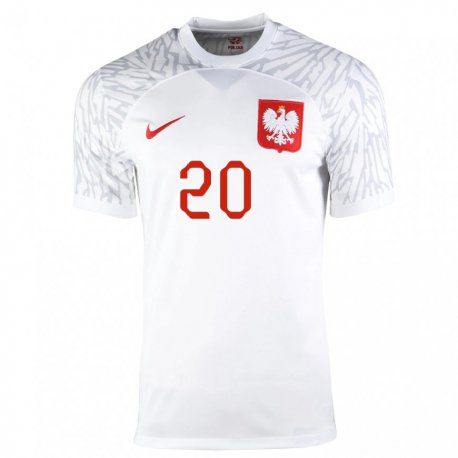 Kandiny Naisten Puolan Piotr Zielinski #20 Valkoinen Kotipaita 22-24 Lyhythihainen Paita T-paita