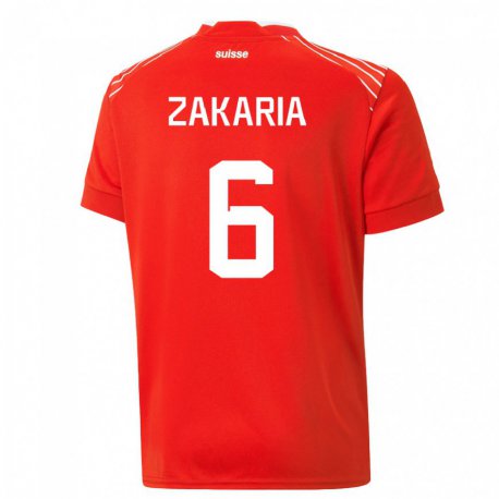 Kandiny Naisten Sveitsin Denis Zakaria #6 Punainen Kotipaita 22-24 Lyhythihainen Paita T-paita