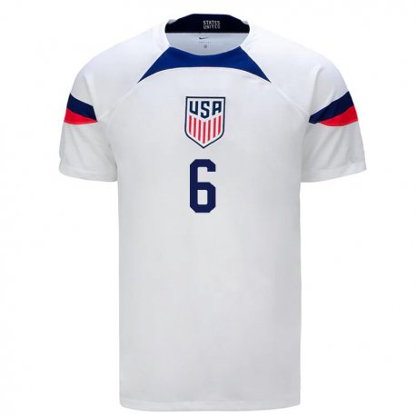Kandiny Naisten Yhdysvaltain Yunus Musah #6 Valkoinen Kotipaita 22-24 Lyhythihainen Paita T-paita