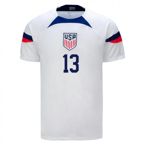 Kandiny Naisten Yhdysvaltain Jordan Morris #13 Valkoinen Kotipaita 22-24 Lyhythihainen Paita T-paita