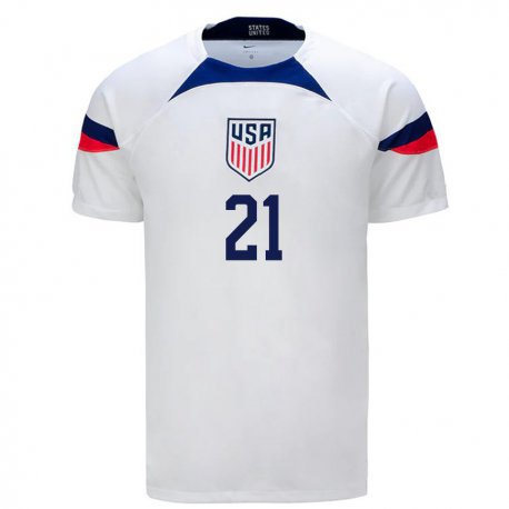 Kandiny Naisten Yhdysvaltain Sam Vines #21 Valkoinen Kotipaita 22-24 Lyhythihainen Paita T-paita