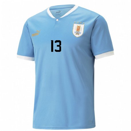 Kandiny Naisten Uruguayn Damian Suarez #13 Sininen Kotipaita 22-24 Lyhythihainen Paita T-paita