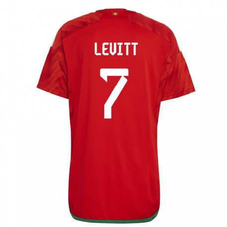 Kandiny Naisten Walesin Dylan Levitt #7 Punainen Kotipaita 22-24 Lyhythihainen Paita T-paita