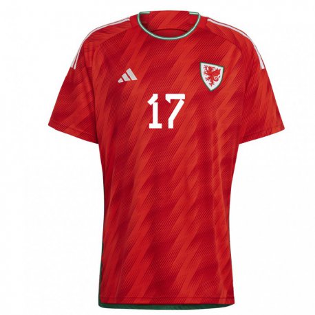 Kandiny Naisten Walesin Rhys Norrington Davies #17 Punainen Kotipaita 22-24 Lyhythihainen Paita T-paita