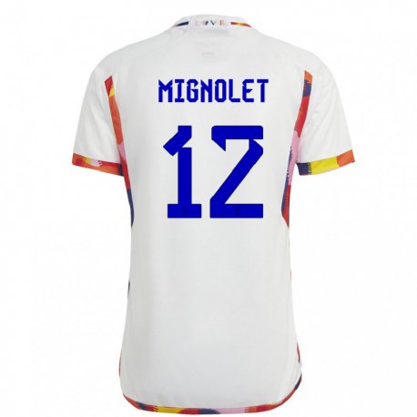 Kandiny Naisten Belgian Simon Mignolet #12 Valkoinen Vieraspaita 22-24 Lyhythihainen Paita T-paita