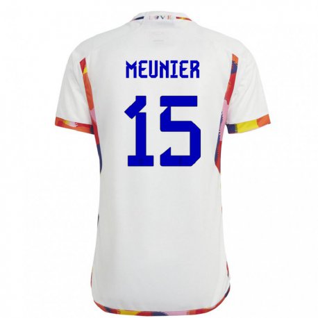 Kandiny Naisten Belgian Thomas Meunier #15 Valkoinen Vieraspaita 22-24 Lyhythihainen Paita T-paita