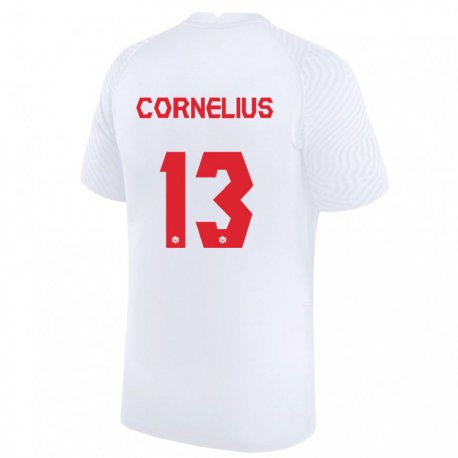 Kandiny Naisten Kanadan Derek Cornelius #13 Valkoinen Vieraspaita 22-24 Lyhythihainen Paita T-paita