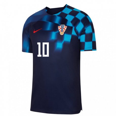 Kandiny Naisten Kroatian Luka Modric #10 Tummansininen Vieraspaita 22-24 Lyhythihainen Paita T-paita