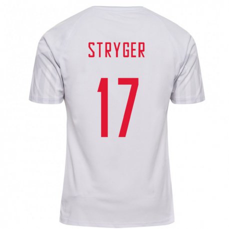 Kandiny Naisten Tanskan Jens Stryger Larsen #17 Valkoinen Vieraspaita 22-24 Lyhythihainen Paita T-paita