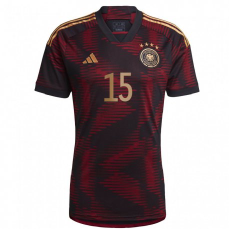 Kandiny Naisten Saksan Niklas Sule #15 Musta Kastanjanruskea Vieraspaita 22-24 Lyhythihainen Paita T-paita