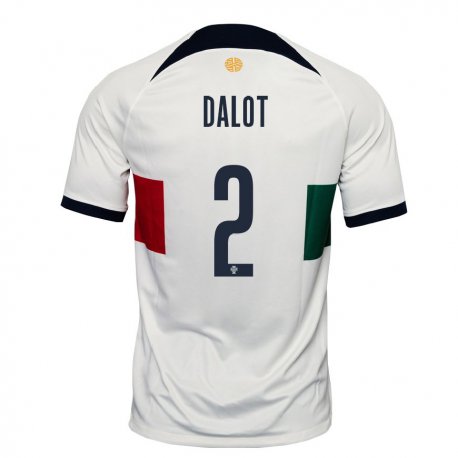 Kandiny Naisten Portugalin Diogo Dalot #2 Valkoinen Vieraspaita 22-24 Lyhythihainen Paita T-paita