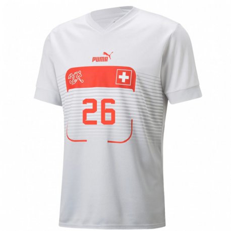 Kandiny Naisten Sveitsin Jordan Lotomba #26 Valkoinen Vieraspaita 22-24 Lyhythihainen Paita T-paita