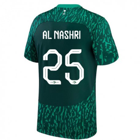 Kandiny Naisten Saudi-arabian Awad Al Nashri #25 Tummanvihreä Vieraspaita 22-24 Lyhythihainen Paita T-paita
