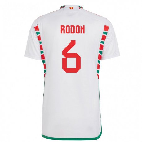 Kandiny Naisten Walesin Joe Rodon #6 Valkoinen Vieraspaita 22-24 Lyhythihainen Paita T-paita