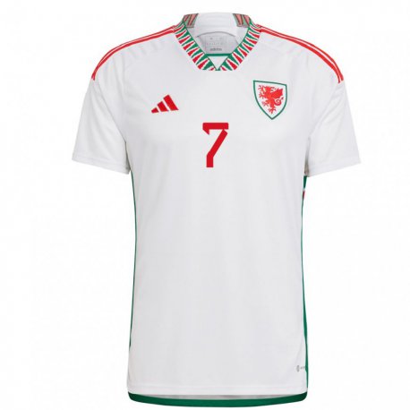 Kandiny Naisten Walesin Joe Allen #7 Valkoinen Vieraspaita 22-24 Lyhythihainen Paita T-paita